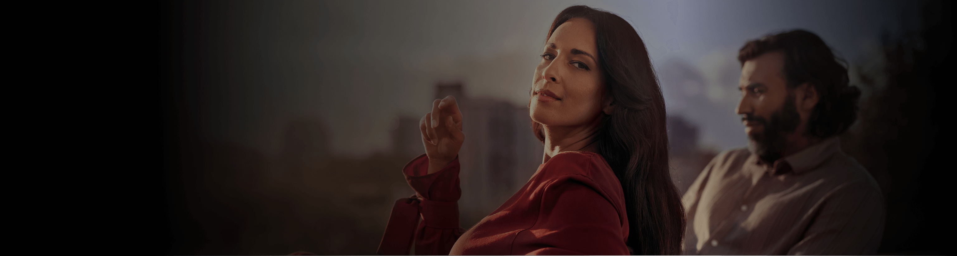 A woman looking over her shoulder